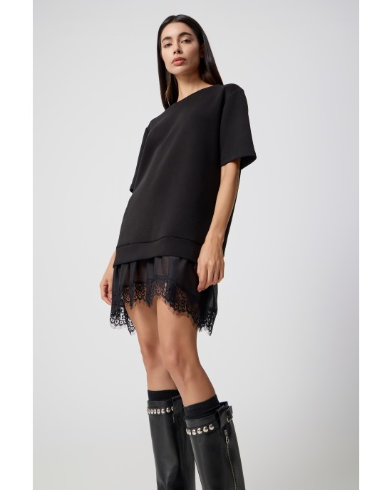 Avant Garde Jersey Mini Black With Lingerie Details Φόρεμα Avant Garde Jersey Mini Black With Lingerie Details Φόρεμα