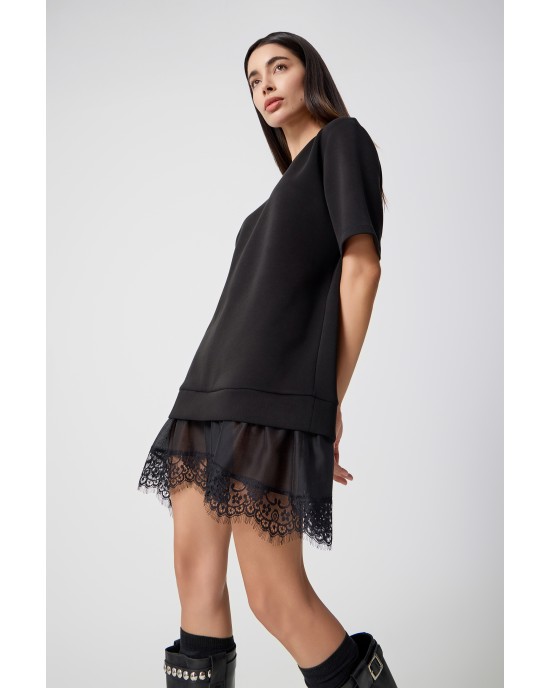 Avant Garde Jersey Mini Black With Lingerie Details Φόρεμα Avant Garde Jersey Mini Black With Lingerie Details Φόρεμα