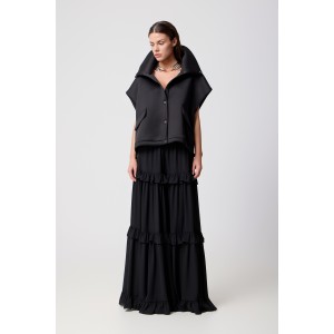 Avant Garde Ruffled Black Maxi Φούστα Avant Garde Ruffled Black Maxi Φούστα