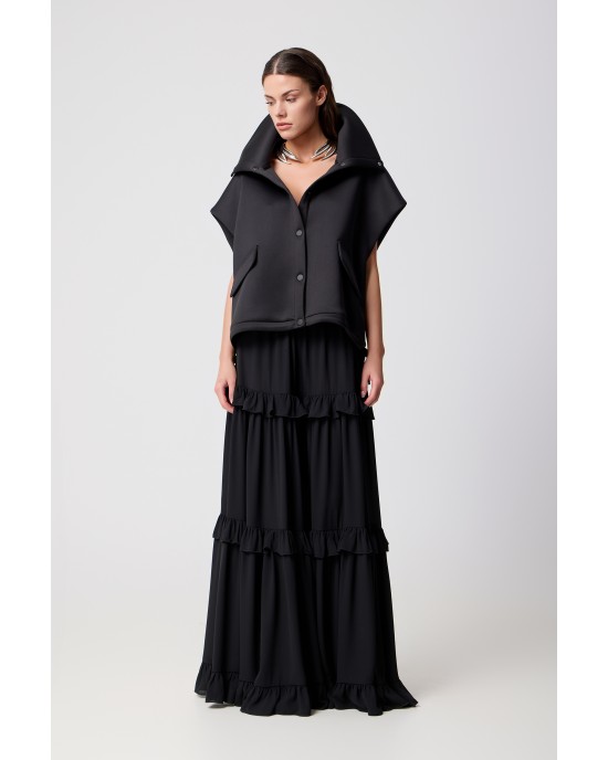 Avant Garde Ruffled Black Maxi Φούστα Avant Garde Ruffled Black Maxi Φούστα