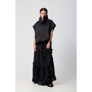 Avant Garde Ruffled Black Maxi Φούστα