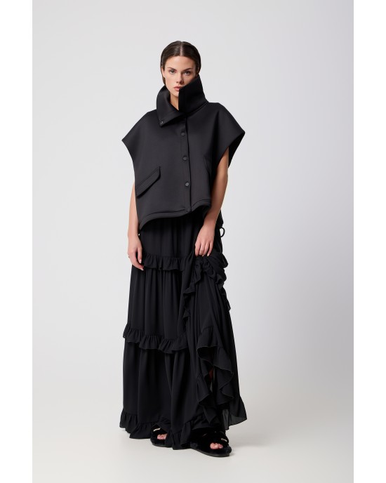 Avant Garde Ruffled Black Maxi Φούστα Avant Garde Ruffled Black Maxi Φούστα