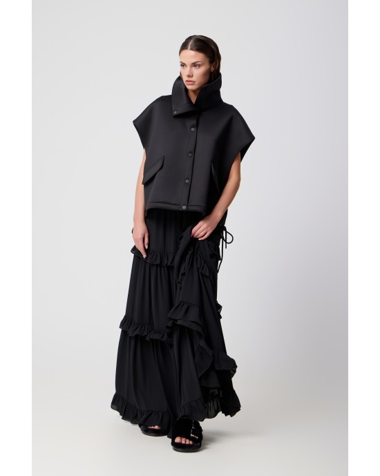 Avant Garde Ruffled Black Maxi Φούστα Avant Garde Ruffled Black Maxi Φούστα