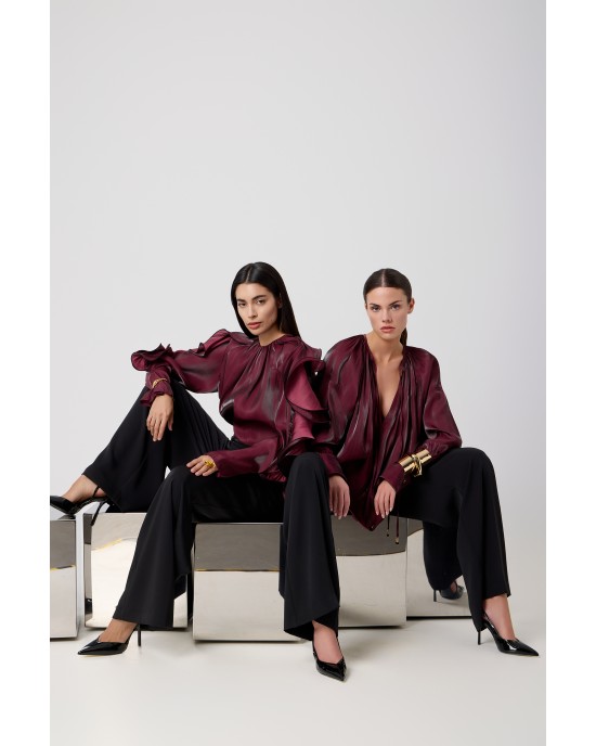 Avant Garde Velvet Effect Burgundy Μπλούζα Avant Garde Velvet Effect Burgundy Μπλούζα