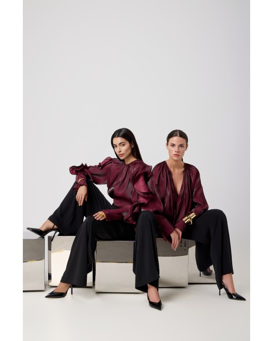 Avant Garde Velvet Effect Burgundy Μπλούζα Avant Garde Velvet Effect Burgundy Μπλούζα
