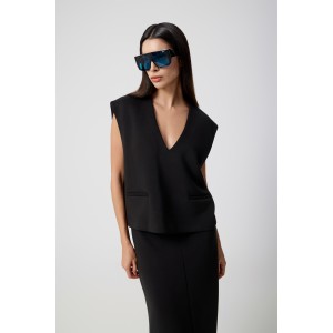 Avant Garde Heavy Weight Jersey Black Sleeveless Μπλούζα & Φούστα