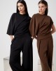 Avant Garde Asymetric Set Dark Brown Μπλούζα & Παντελόνι