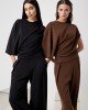 Avant Garde Asymetric Set Dark Brown Μπλούζα & Παντελόνι