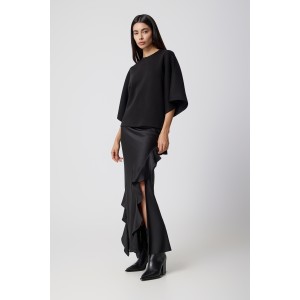Avant Garde Satin Black Maxi Φούστα Avant Garde Satin Black Maxi Φούστα