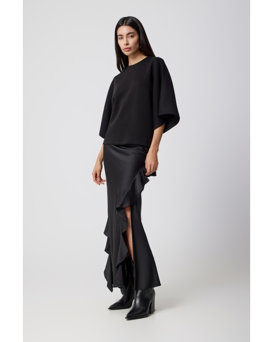 Avant Garde Satin Black Maxi Φούστα Avant Garde Satin Black Maxi Φούστα