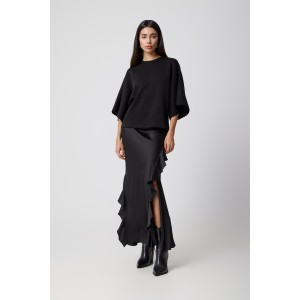 Avant Garde Satin Black Maxi Φούστα