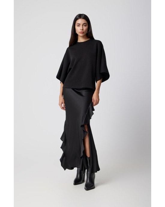 Avant Garde Satin Black Maxi Φούστα Avant Garde Satin Black Maxi Φούστα