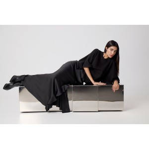 Avant Garde Satin Black Maxi Φούστα Avant Garde Satin Black Maxi Φούστα