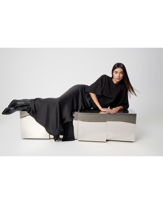 Avant Garde Satin Black Maxi Φούστα Avant Garde Satin Black Maxi Φούστα