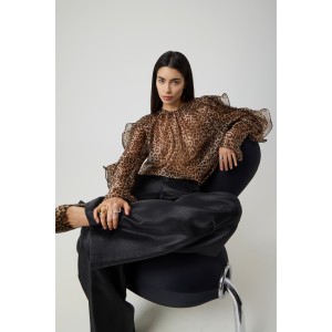 Avant Garde Ruffles Animal Print Μπλούζα Avant Garde Ruffles Animal Print Μπλούζα