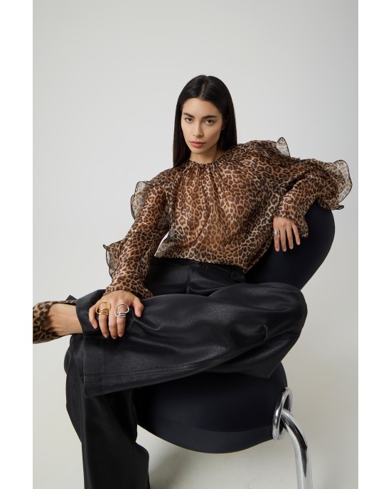 Avant Garde Ruffles Animal Print Μπλούζα Avant Garde Ruffles Animal Print Μπλούζα