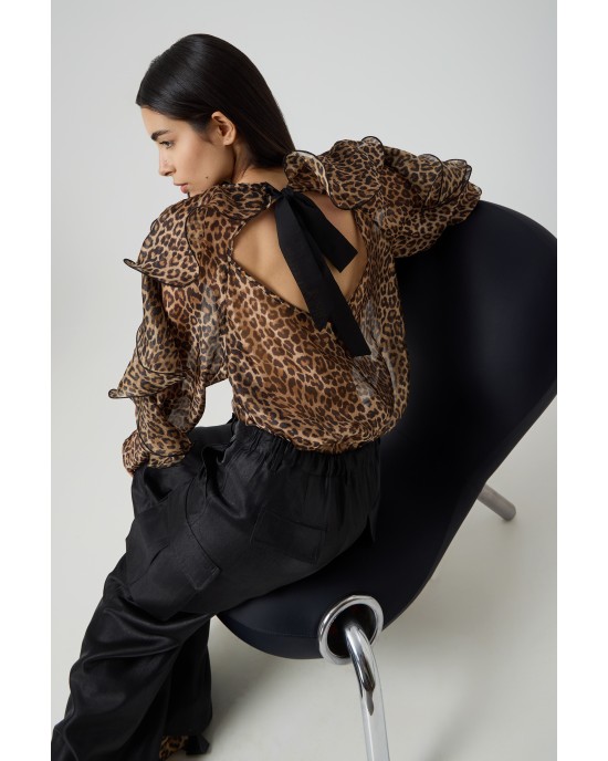 Avant Garde Ruffles Animal Print Μπλούζα Avant Garde Ruffles Animal Print Μπλούζα