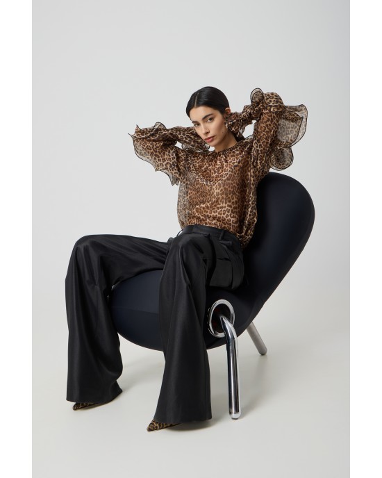 Avant Garde Ruffles Animal Print Μπλούζα Avant Garde Ruffles Animal Print Μπλούζα