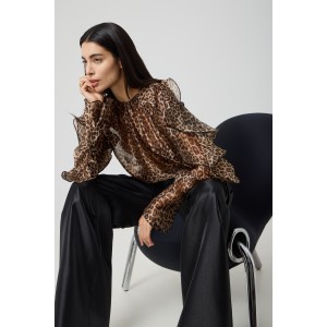 Avant Garde Ruffles Animal Print Μπλούζα Avant Garde Ruffles Animal Print Μπλούζα
