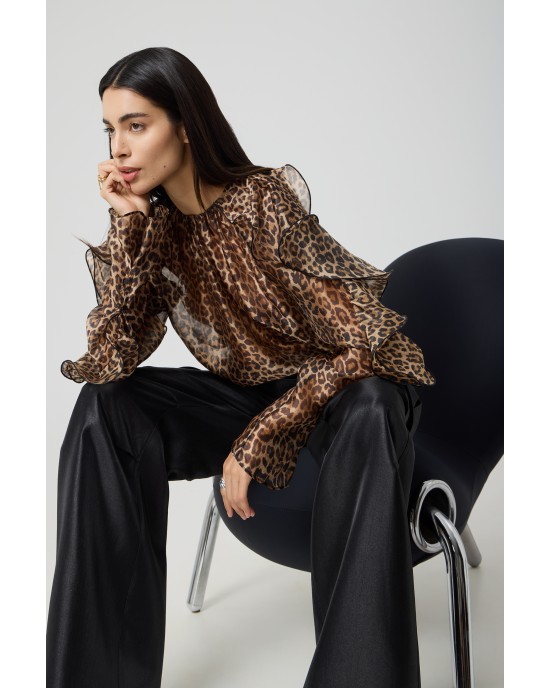Avant Garde Ruffles Animal Print Μπλούζα Avant Garde Ruffles Animal Print Μπλούζα