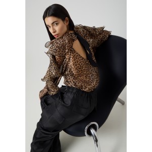 Avant Garde Ruffles Animal Print Μπλούζα