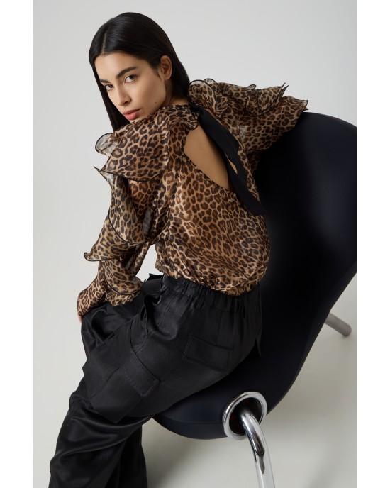 Avant Garde Ruffles Animal Print Μπλούζα Avant Garde Ruffles Animal Print Μπλούζα