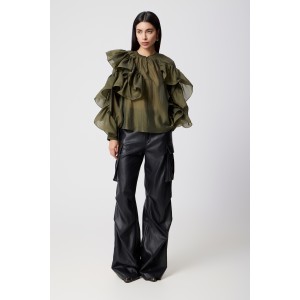 Avant Garde Faux Leather Cargo Black Παντελόνι Avant Garde Faux Leather Cargo Black Παντελόνι