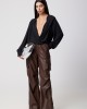 Avant Garde Faux Leather Cargo Dark Brown Παντελόνι Avant Garde Faux Leather Cargo Dark Brown Παντελόνι