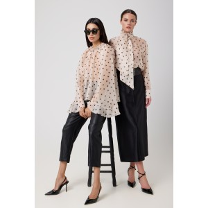 Avant Garde Faux Leather Black Παντελόνι Με Κουφόπετια Avant Garde Faux Leather Black Παντελόνι Με Κουφόπετια