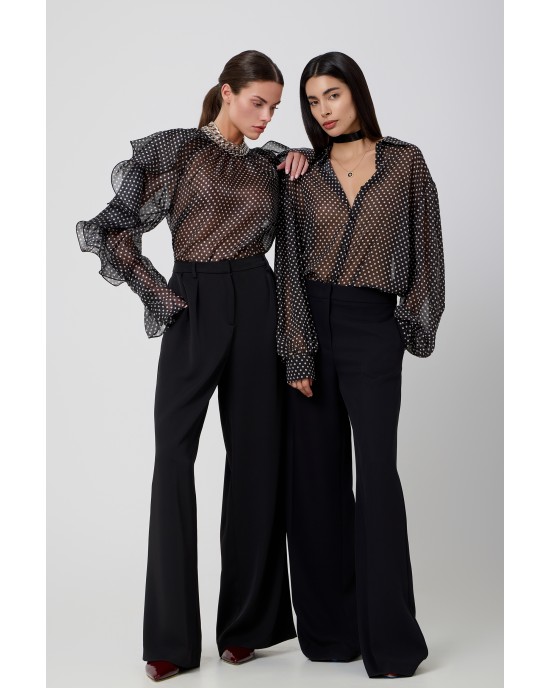 Avant Garde Wide Leg Black Παντελόνι Avant Garde Wide Leg Black Παντελόνι