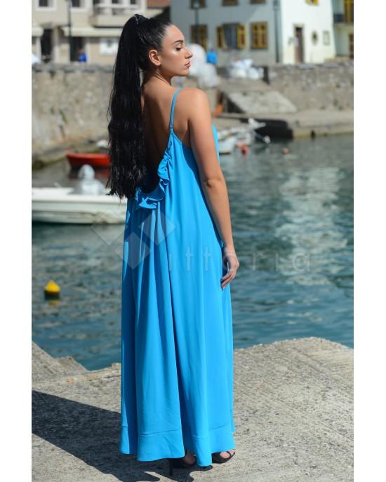 Avant Garde Maxi Φόρεμα Με Ανοιχτή Πλάτη Blue