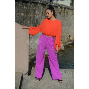 Avant Garde Wide Leg Violet Παντελόνι