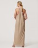 Avant Garde Shimmer Sleeveless Beige Long Φόρεμα