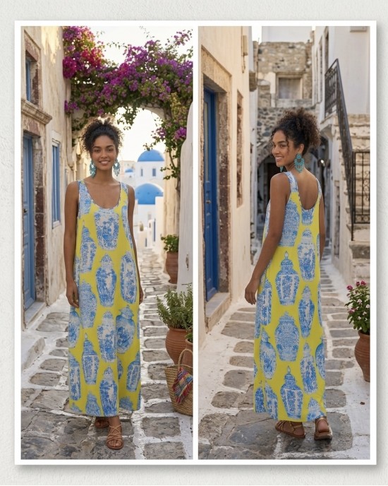 Avant Garde Sleeveless Printed Maxi Φόρεμα