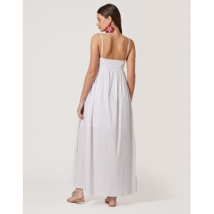 Avant Garde Strass Strap White Long Φόρεμα