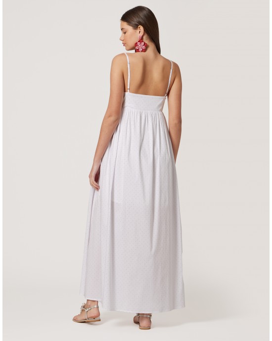 Avant Garde Strass Strap White Long Φόρεμα