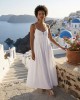 Avant Garde Strass Strap White Long Φόρεμα