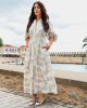Avant Garde Embroidered Ecru/Gold Midi Φόρεμα