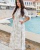 Avant Garde Embroidered Ecru/Gold Midi Φόρεμα