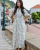 Avant Garde Embroidered Ecru/Gold Midi Φόρεμα