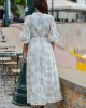 Avant Garde Embroidered Ecru/Gold Midi Φόρεμα