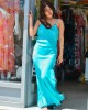 Avant Garde Slip Turquise Maxi Φόρεμα