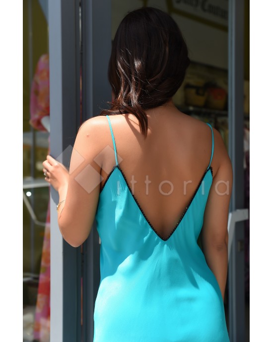 Avant Garde Slip Turquise Maxi Φόρεμα