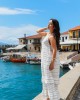 Avant Garde Embroidered Striped White/Gold Φόρεμα