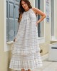 Avant Garde Embroidered Striped White/Gold Φόρεμα