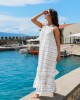 Avant Garde Embroidered Striped White/Gold Φόρεμα