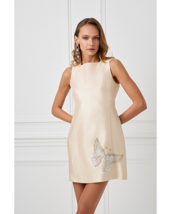 Avant Garde Gold/Beige Mini Φόρεμα