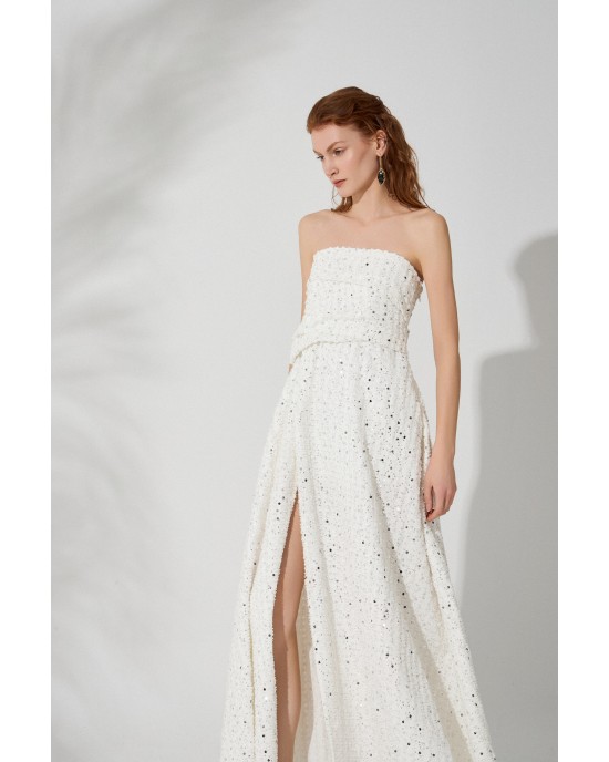 Avant Garde Strapless Sequin White Φόρεμα