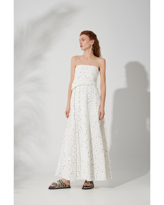 Avant Garde Strapless Sequin White Φόρεμα