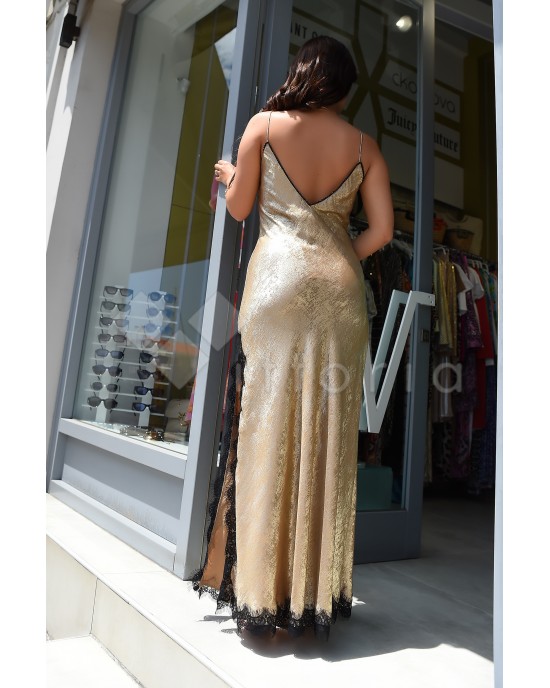 Avant Garde Foil Gold Maxi Slip Φόρεμα